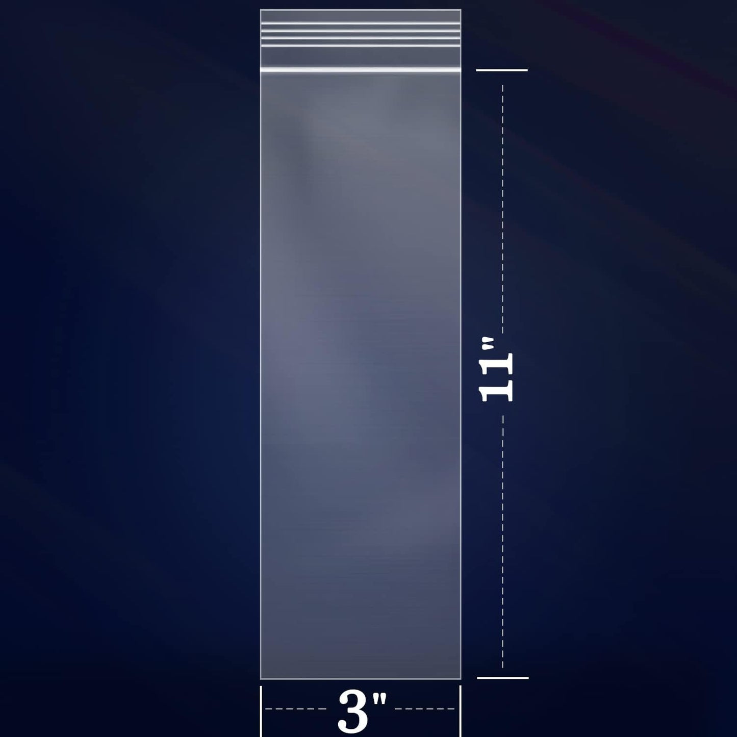 iMailer - 500 Pcs -3" x 11" Incense Bags-Resealable Zip Bags for Snack, Necklaces, Jewelry, Packaging & Shipping