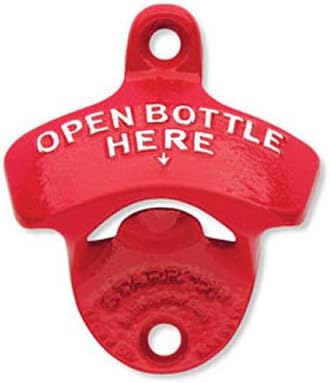 STARR "X" Open Bottle Here | Heavy Duty Classic Wall Mounted Bottle Opener for Easy Beer and Soda Bottle Opening, Red