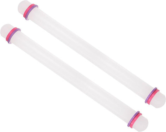 Fondant Rolling Pin, 18" Length, PP Plastic Non-Stick Guide Rings Fondant Roller Dough Roller - (Applications: for Baking Fondant DIY), 2-Pieces