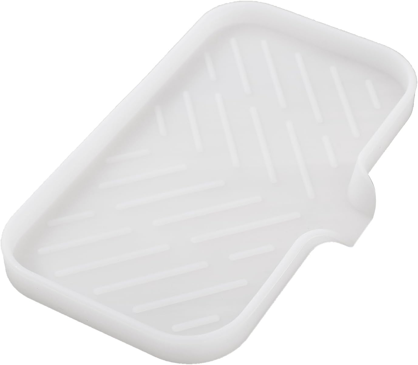 Silicone Bathroom Soap Dishes with Drain Spout-Bathroom and Kitchen Sink Organizer,Sponge Holder,Dish Soap Tray,Perfect for Dispenser,Scrubber,Bottle,Cup on Counter Translucent 9.6"×5.3"