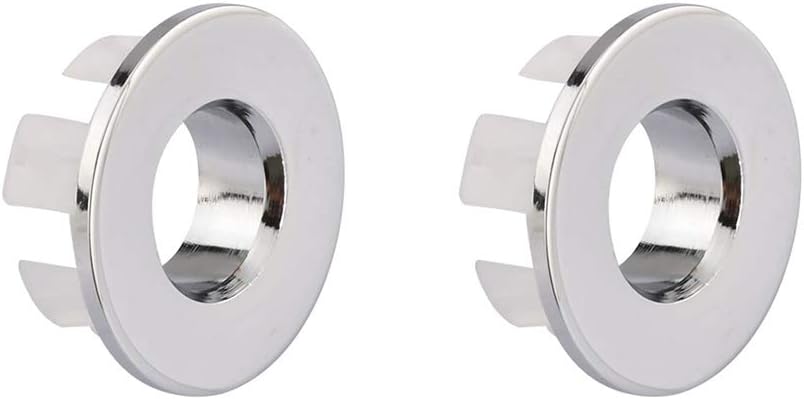 Sink Basin Trim Overflow Cover Brass Insert in Hole Round Caps Chrome 2 PCS
