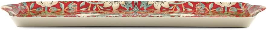 Pimpernel Morris & Co Strawberry Thief Sandwich Tray with Handles, Red - Decorative Melamine Serving Tray for Afternoon Tea, Coffee Table Display, Garden Party Entertaining, Cheese Board, Gifting