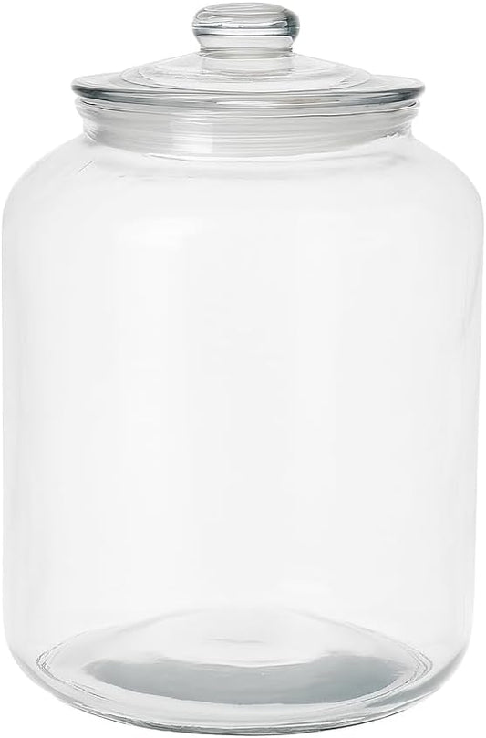 4 Gallon Glass Jar with Lid Large Cookie Jar with Big Opening Airtight Food Storage Canister Canning Jars for Flour Sugar Dog Treats Pasta Candy Glass Containers with Lids for Kitchen Pantry