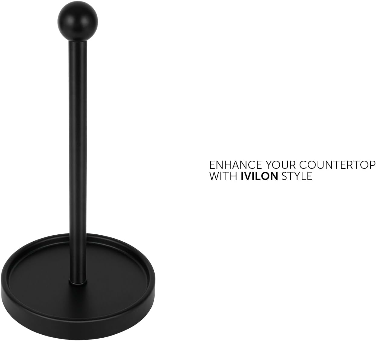 Ivilon Countertop Paper Towel Holder - Modern Sleek Ball Minimalist Design - Fits All Paper Towel Roll Sizes - Color Black