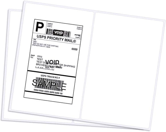 RyhamPaper Shipping Labels with Round Corner, 8.5 x 5.5 Inches Half Sheet Self Adhesive Shipping Address Labels for Laser and Inkjet Printer, 200 Labels