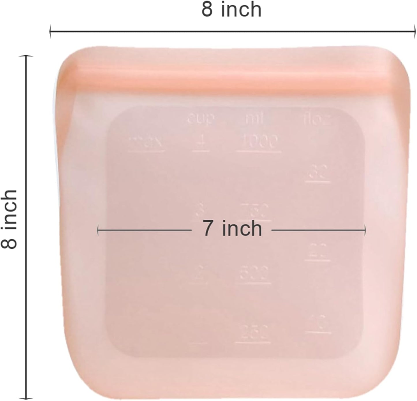 purifyou Set of 5 Reusable Silicone Storage Snack Bags 6oz / 16oz / 32oz / 64oz Self-Seal Food Storage Container for Fruits, Vegetables, Sandwiches, Dishwasher Safe & Leak-free (CloudPink, 32oz)