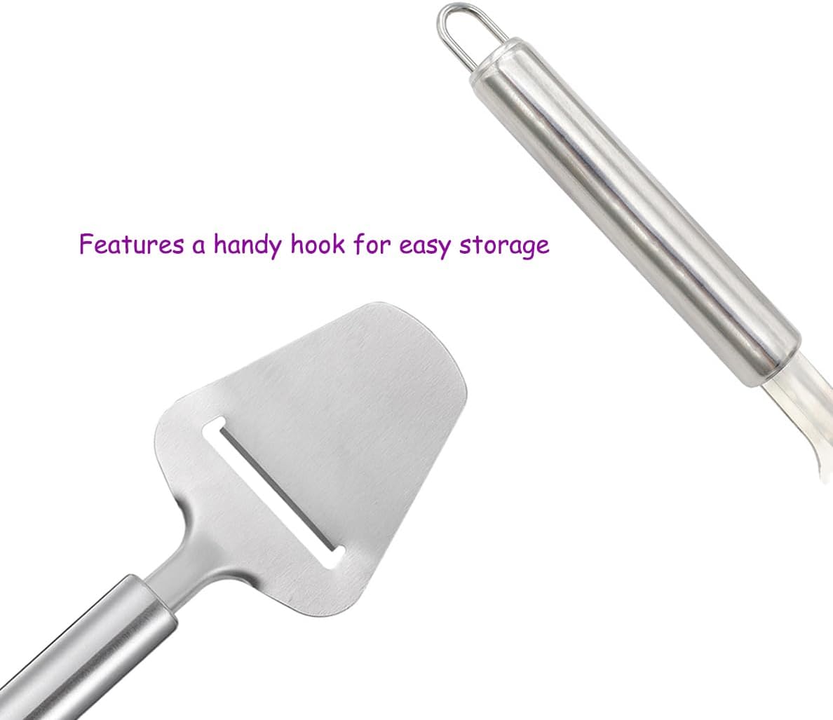 Stainless Steel Handheld Cheese Slicer with Ergonomic Non-Slip Round Handle, Multi-Functional Cheese Cutter for Effortless Slicing of Cheese, Butter, Cake and More