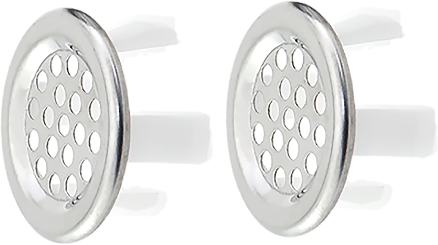 2PCS Kitchen Sink Drain Silver Stainless Steel Basin Overflow Decorative Cover 22-24mm Hole Inside Diameter Insertion Cap
