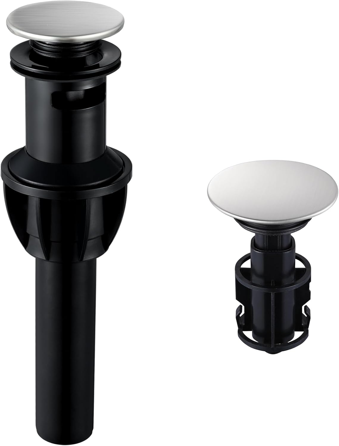 Bathroom Sink Drain, Pop Up Drain Stopper with Overflow, Lavatory Vanity Vessel Sink Drain Assembly, Brushed Nickel