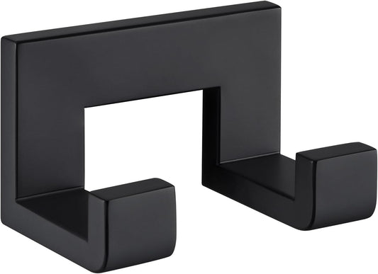 Angle Simple Double Towel Hook, Stainless Steel Bathroom Hand Towel Holder, Wall Coat Double Hook, Matte Black