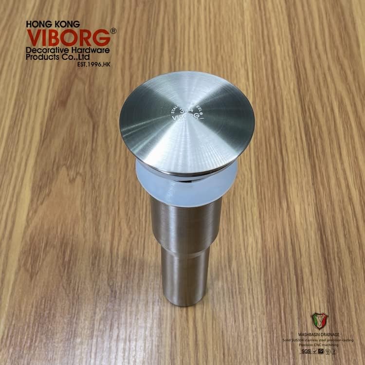 VIBORG Bathroom Basin Sink Pop Up Drain Stopper with Detachable Strainer Basket Hair Catcher Anti-Clogging Vanity Faucet Vessel Washbasin Lavatory Sink Drain Assembly Without Overflow