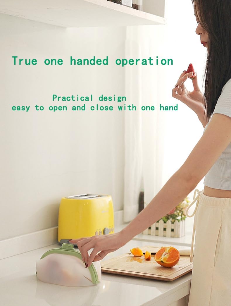 Reusable Silicone Food Storage Container Bags Microwave, Dishwasher and Freezer Safe Plastic Fruit, Marinate Meat, Cereal, Sandwich, Snack, Travel Items Glamorous brown