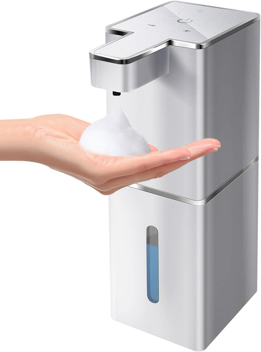 Automatic Foaming Soap Dispenser Touchless 380ml/12.8oz Rechargeable Hand Soap Dispenser Wall Mounted 4 Levels Adjustable Foam Soap Pump for Bathroom Kitchen Dish Soap