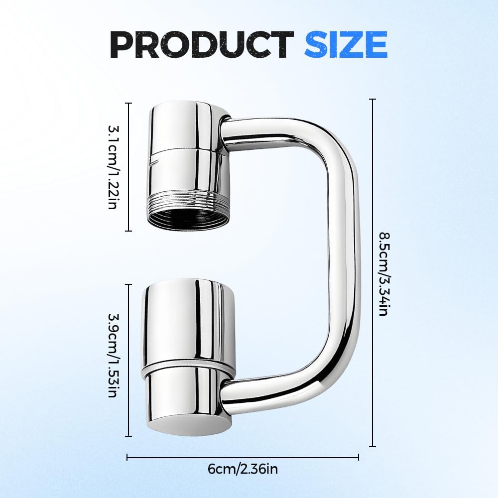 1440° Rotatable Faucet Aerator Extension, 2025 New 2 Modes Universal Sink Faucet for Splash Reduction, 1080° Rotating Multifunctional Faucet Extender for Bathroom Sink Kitchen (2)