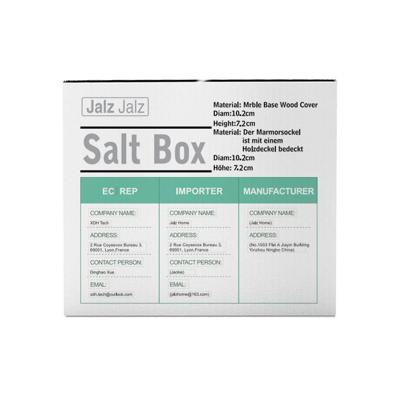 Salt Box Salt cellar with spoon Black Marble Base Natural Acacia Top Decorative Boxes Spice Seasonings Keeper Salt Container Elegant Design Salt Cellar Spice Cellar