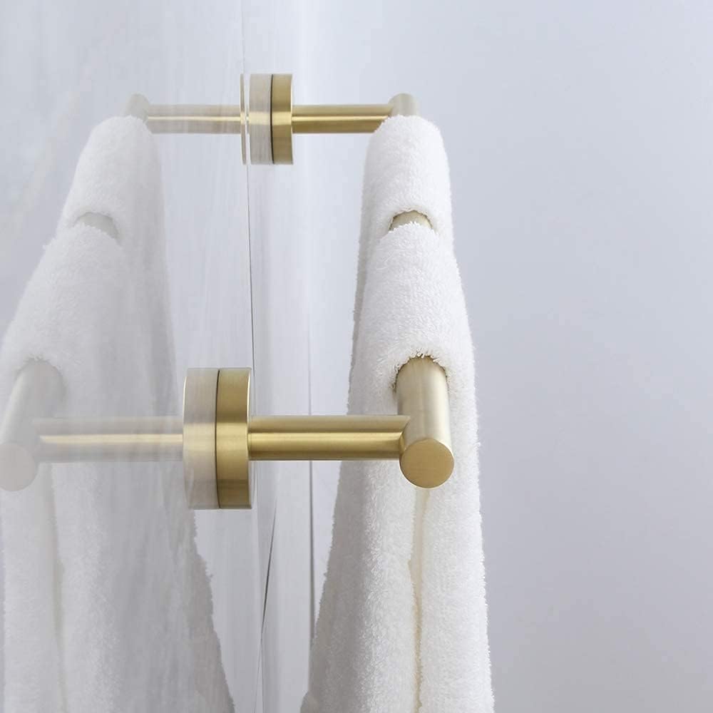 Cilee 2 Pieces Brushed Gold Bathroom Towel Bar, 24 Inch Double Towel Racks,Bathroom Towel Holder Towel Hanger for Bathroom Stainless Steel Wall Mount