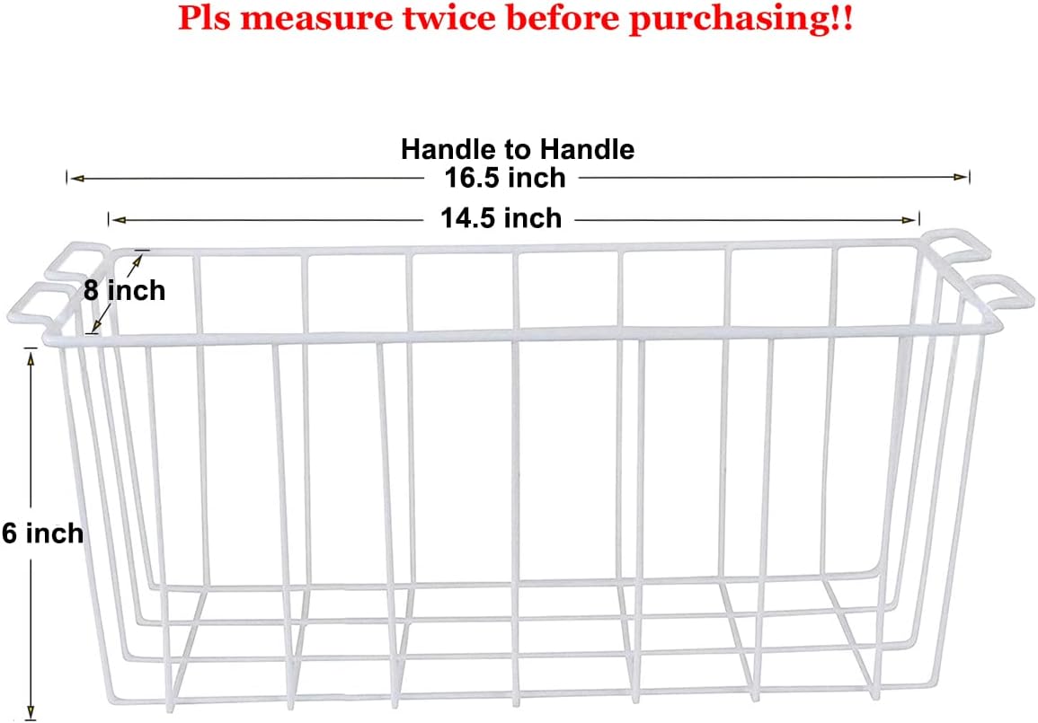 Orgneas Chest Freezer Baskets, 16.5" Freezer Organizer Bins Deep Freezer Storage Bins Metal Wire Baskets with Hanging Handles 4Pcs