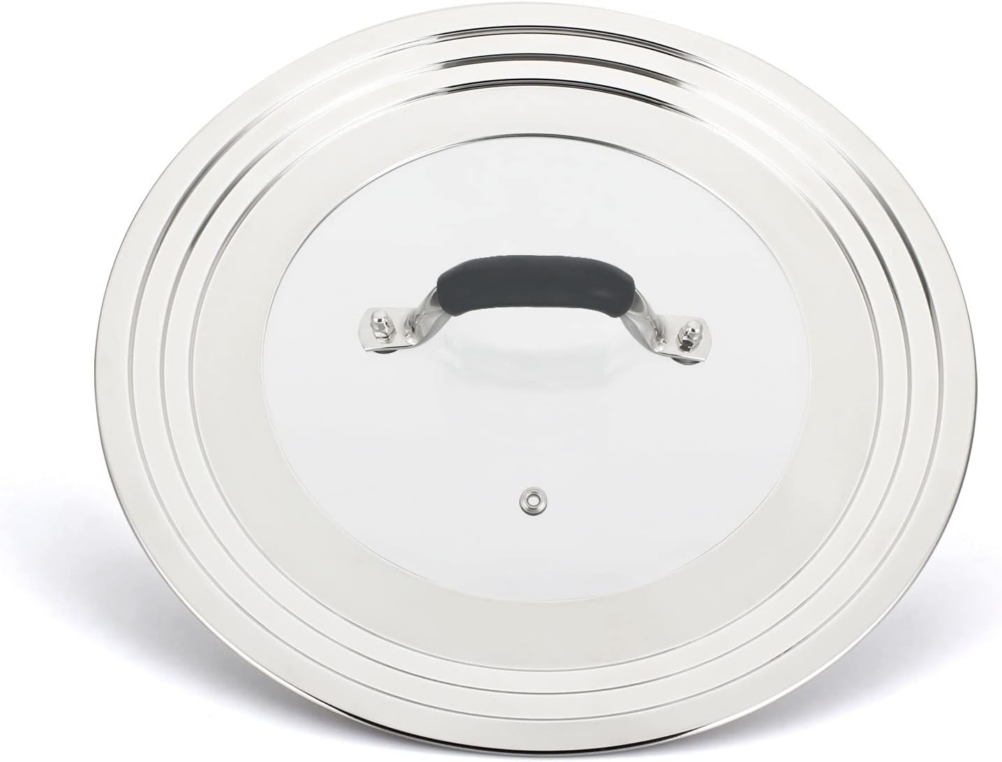 Universal Pans Pots Lid Cover Fit All 8.25 Inch to 12 Inch Pots/Pans/Woks Stainless Steel and Glass Lid with Heat Resistant Knob, Black
