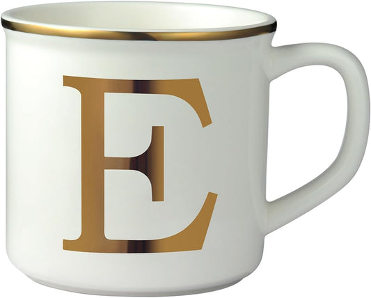 Miicol Ceramic Coffee Mug 16 oz, Monogram Coffee Cup, Golden Initial Tea Mug, Personalized Tea Cup, Unique Gift, Large Mug for Home, Office, Letter E