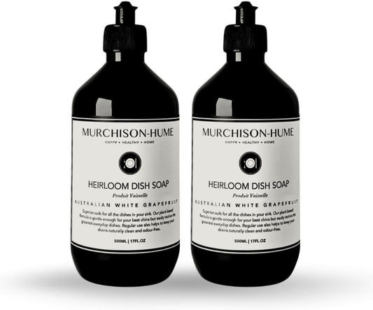Murchison-Hume Heirloom Dish Soap – Eco-Friendly, Sulfate-Free, Plant-Based Liquid Dish Soap, & Non-Toxic, Gentle on Hands, Cuts Grease – 17oz Bottle (2 Pack) Australian White Grapefruit