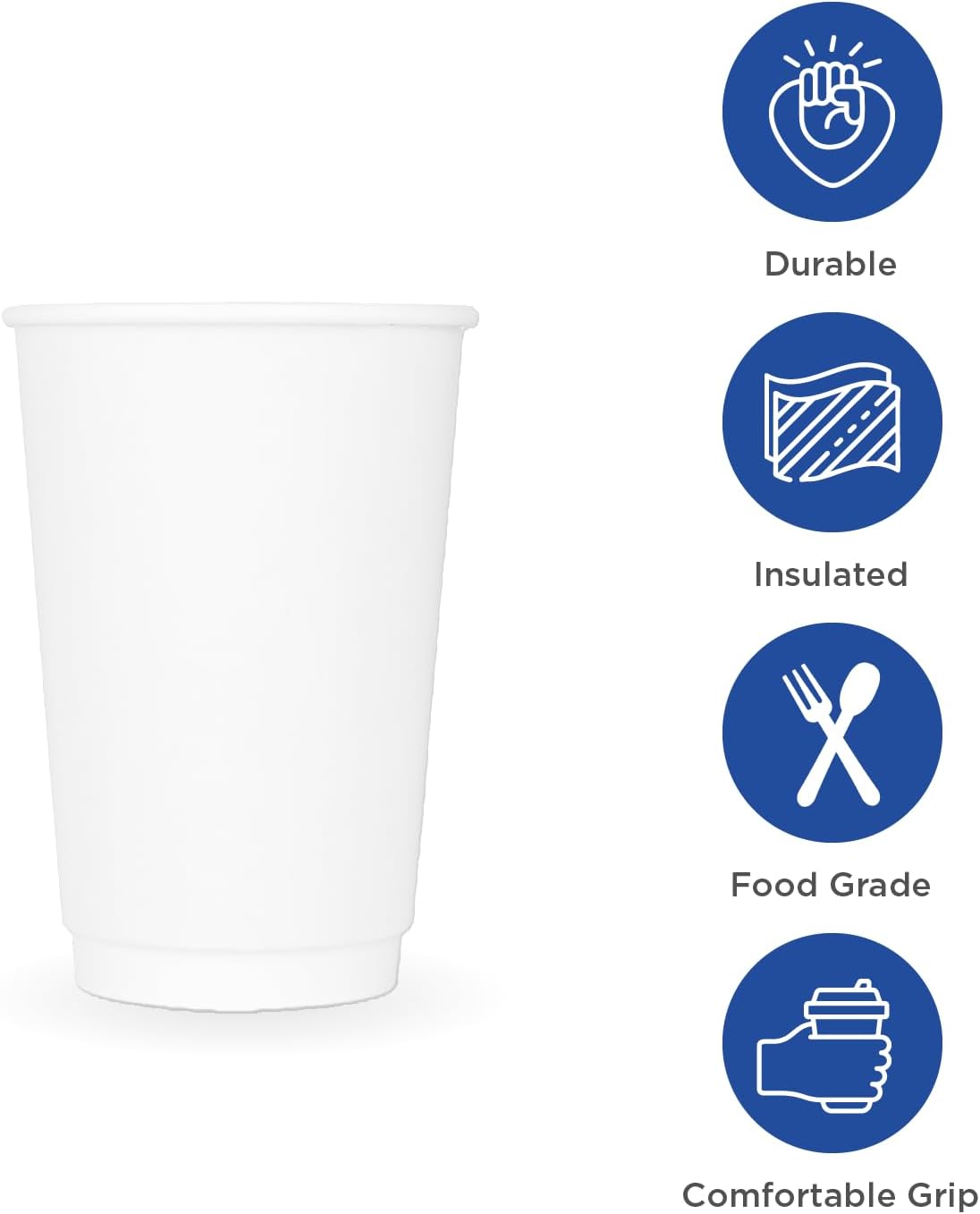 Karat 12 oz Double-Wall Insulated Coffee Cup [500 Count] White Disposable Paper Hot Cup - Rolled Rim for Hot Beverages, 90mm (C-KIC512W)