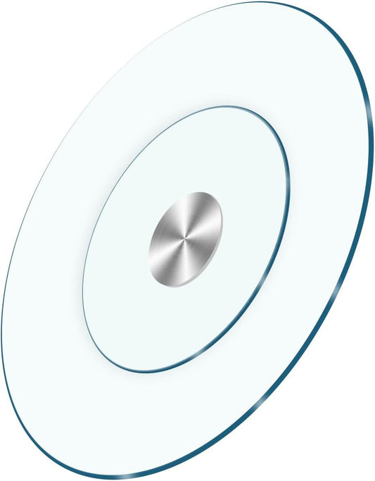36" Heavy-Duty Lazy Susan Turntable - 1/3" Extra-Thick Tempered Glass (50% Thicker!) - Anti-Tip Design & Silent Spin for Banquets, Dining Tables