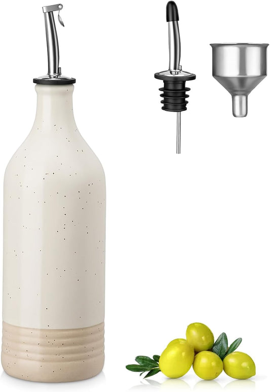 vancasso 20 Oz Ceramic Olive Oil Dispenser Bottle, Bottle Dispenser with Spout and Funnel for Kitchen,Suitable for Oil, Vinegar, Coffee Syrups & Other Liquids，Cream