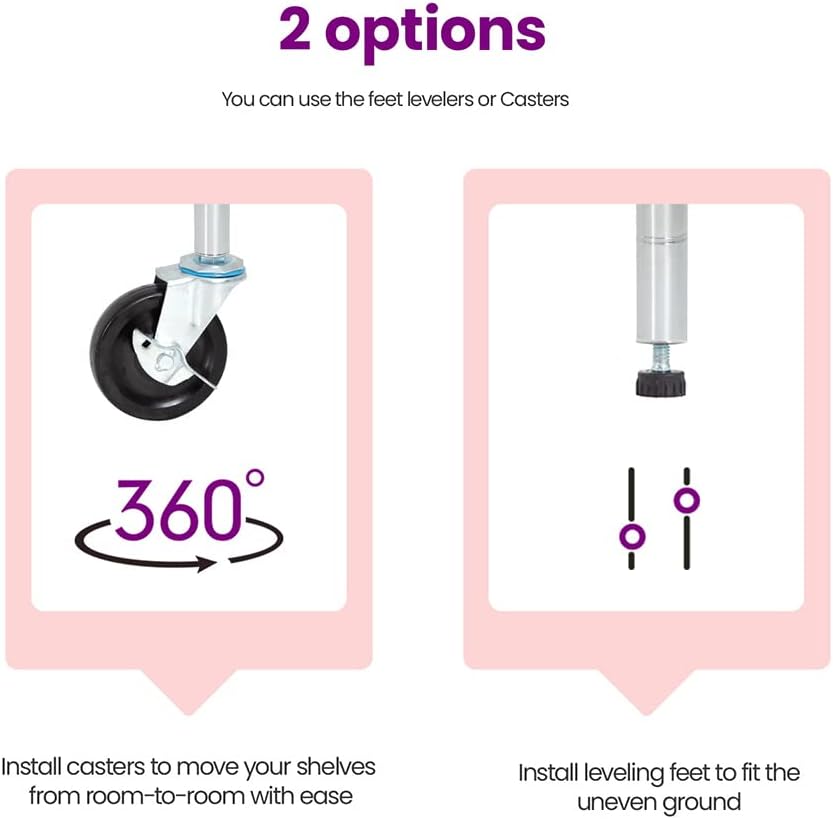 FDW 48"L×18"W×82"H Wire Shelving Unit Storage Cart Metal Shelf Rolling Utility Cart 2100Lbs Capacity with 6 Tier Casters Adjustable Layer Rack Strong Steel for Restaurant Garage Pantry Kitchen,Chrome