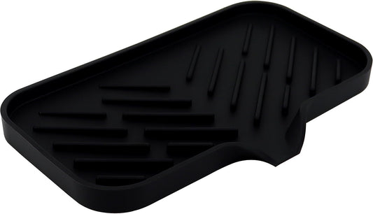 Yasmen Silicone Bathroom Soap Dishes, Sink Sponge Holder for Kitchen, Rubber Soap Dish with Drain, Shower Soap Sponge Tray, Sink or Counter Organizer, for Bar Soap, Bottle, Dish Soap Dispenser-Black