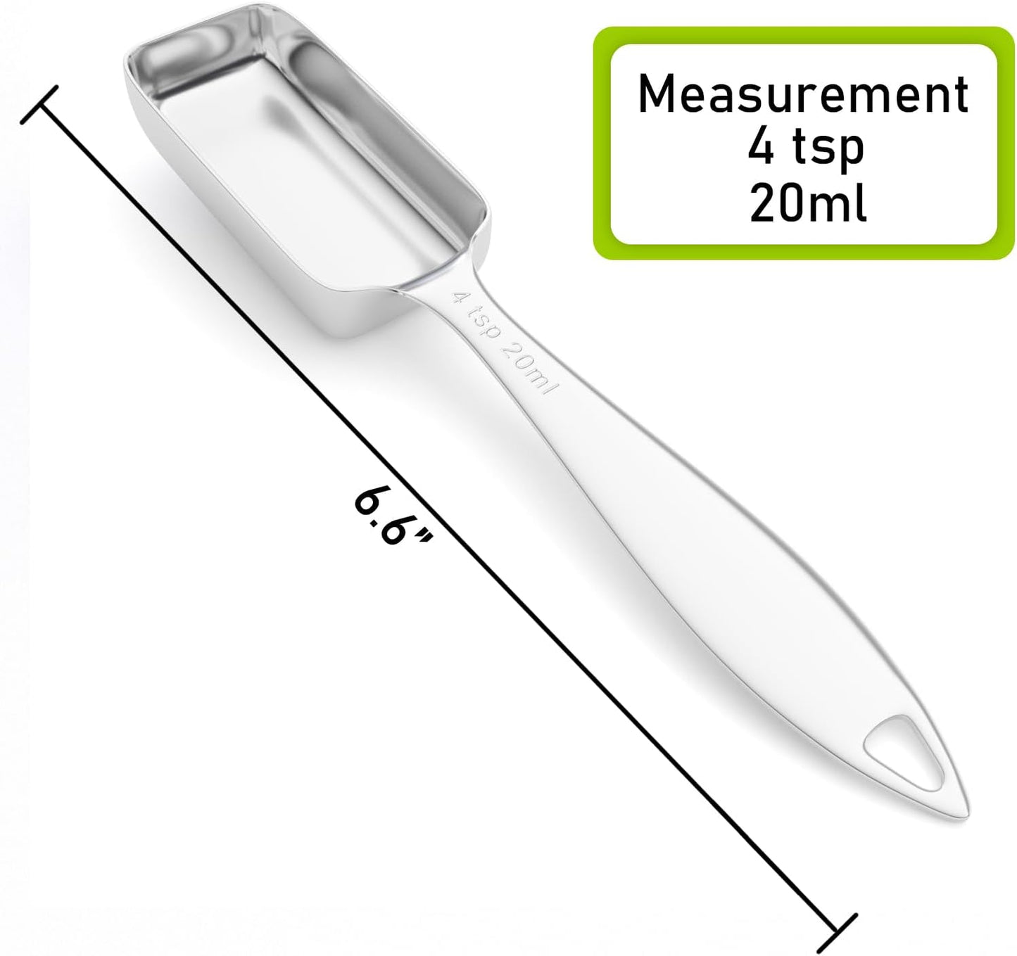 1PCS 4tsp (20ml) Single Measuring Spoon, Individual Stainless Steel Long Handle Measure Teaspoon Only