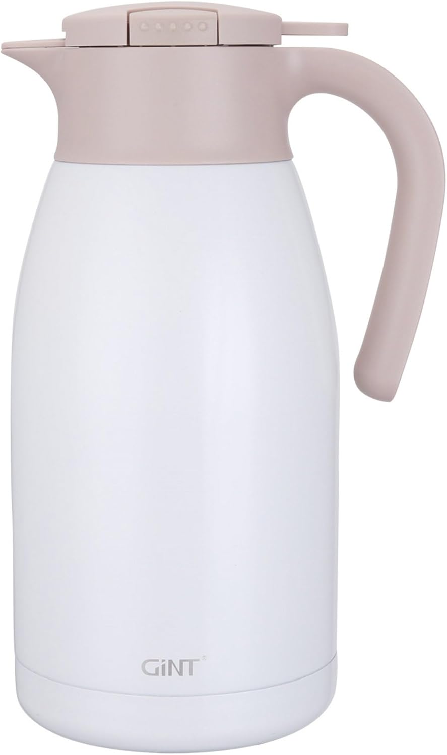 GiNT 1.9L / 64Oz Thermal Coffee Carafe, Insulated Stainless Steel Coffee Carafes for Keeping Hot/Double Walled Vacuum Thermal Carafe (White)