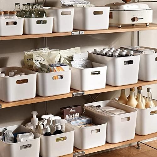 Plastic Storage Bins,Versatile Kitchen Pantry Organization and Storage,for Plastic Storage Container Under Bed,Under Sink Bathroom Organizer (1 Pack Medium, White)