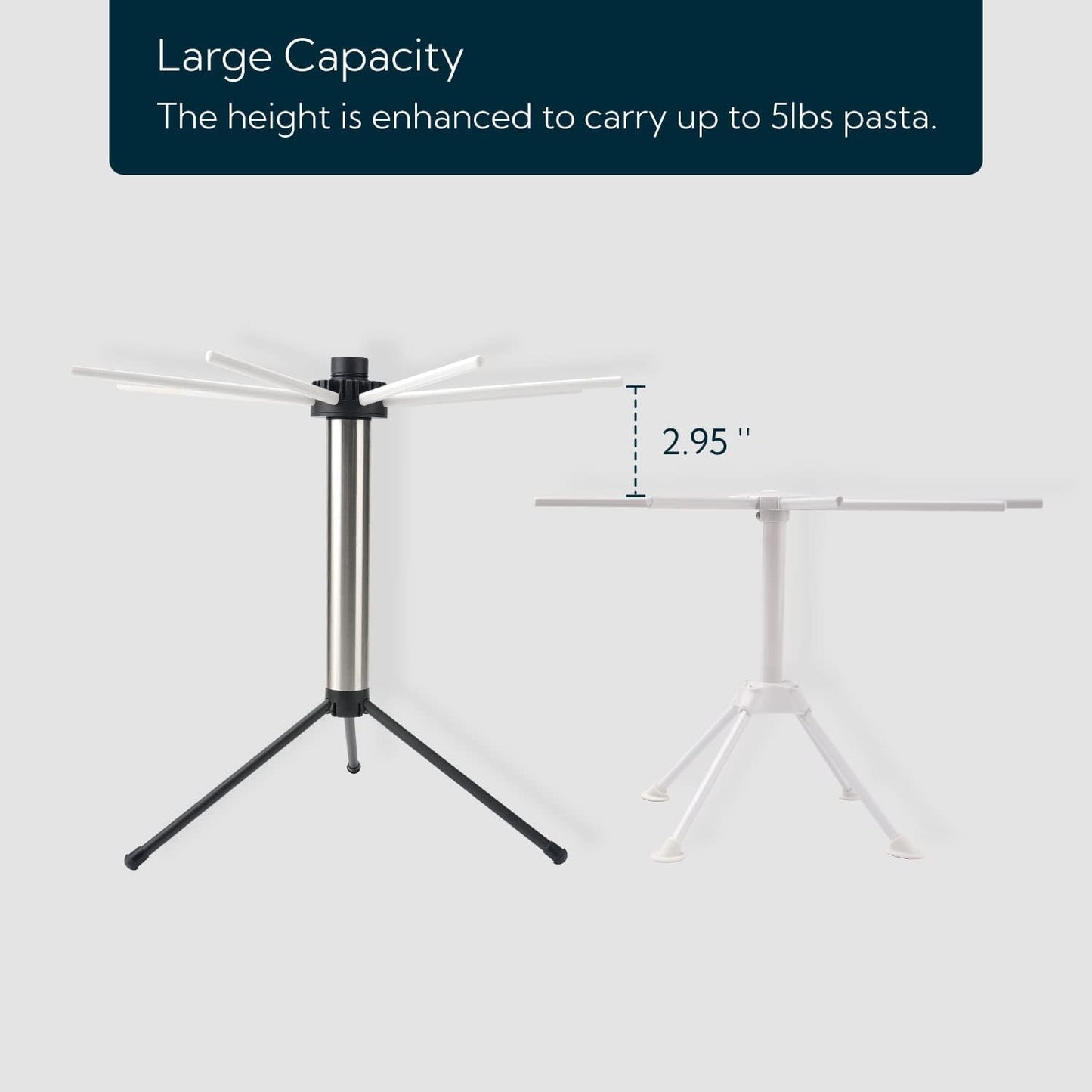 KITCHENDAO Collapsible Pasta Drying Rack, Compact for Easy Storage, Quick Set up, Foldable Pasta Dryer Rack Spaghetti Noodle Hanger, Detachable for Easy Cleaning, Rotary Arms, Hold up to 5 lbs