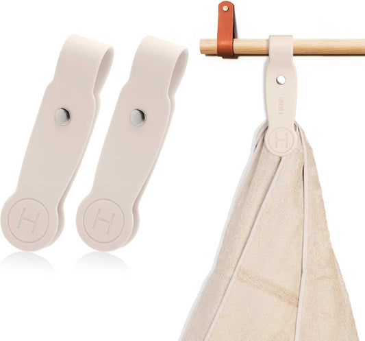 2 Pcs Strong Magnetic Towel Clips for Kitchen, Waterproof Silicone Towel Holder, Multi-Purpose Towel Holder for Bathroom, Kitchen, Outdoor Use (Beige)