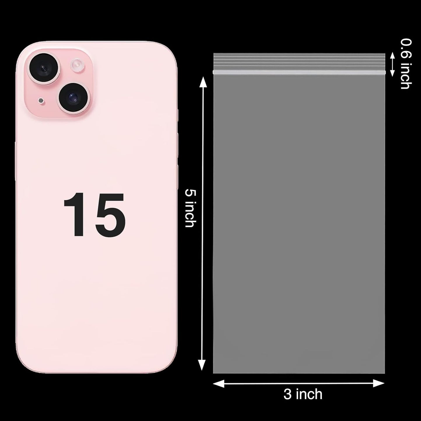 360pcs 3 x 5 inch Plastic Bags, 2 mil Jewelry Bags, Clear Small Zip Bag, Resealable Zip Bag for Small Business, Storage, Candy