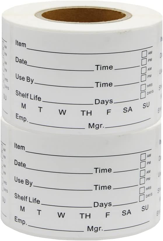 Hcode 2 x 3'' Self-Adhesive Removable Freezer Food Labels- Easy Clean Leaves No Residue- Cooler Food Storage Freezer Stickers Plastic Paper Perfect for Reusable Containers 2 Roll