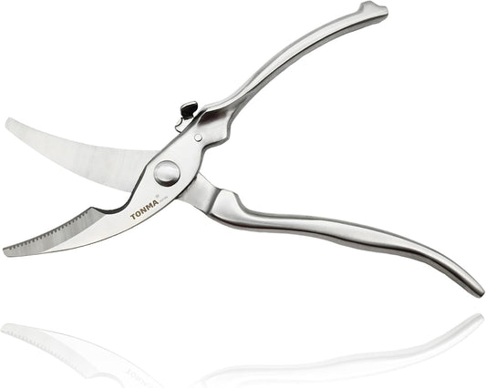 TONMA Poultry Shears Heavy Duty [Made in Japan] 10" Japanese Kitchen Scissors Restaurant Grade Stainless Steel Kitchen Shears All Purpose for Spatchcock Turkey, Butterflied Chicken, Crab, Seafood