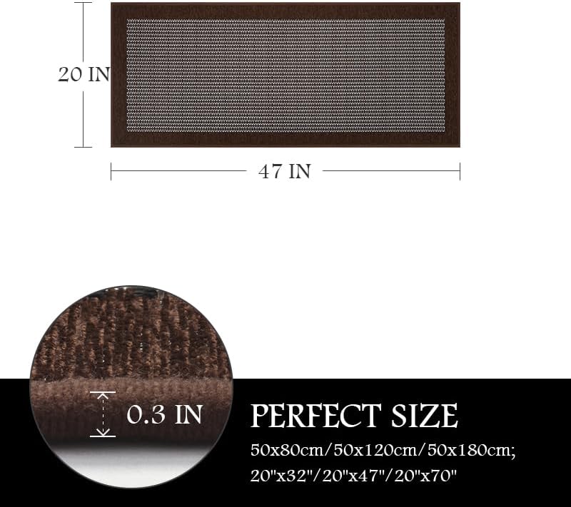 PADOOR Kitchen Mats for Floor, Kitchen Rugs Non Slip Washable, Rubber Backed Kitchen Runner Super Absorbent Kitchen Floor Mat Sink Rug, 20”x47” Dark Brown