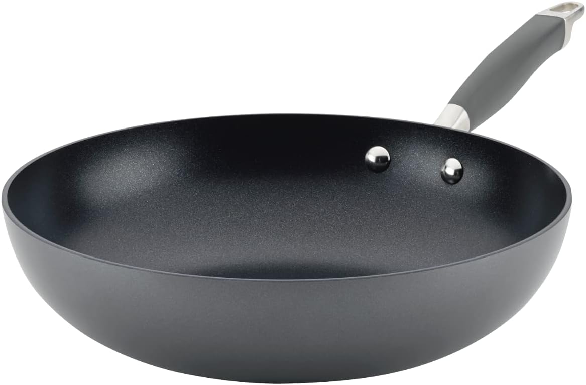 Anolon Advanced Home Hard-Anodized Nonstick Open Stock Cookware- Woks (12-Inch Open Wok, Moonstone)