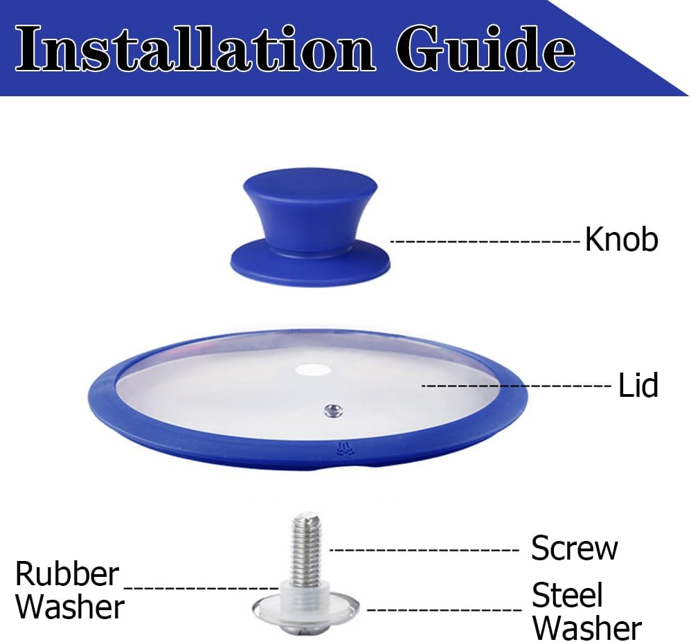 JoyTube Universal Pot Pan Lids Replacement Knob, Silicone Heat Resistant Pan Cover Holding Handles BPA Free Dishwasher Safe Fits Skillets and Kitchen Cookware (Pack of Two-Blue)