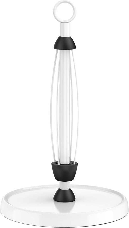 White Paper Towel Holder Countertop, White Kitchen Accessories Decor, One-Handed Tear, Stainless Steel, Weighted Base, Paper Towel Holder Stand with Ratchet System for Kitchen Farmhouse Essentials