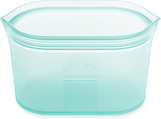 Zip Top Reusable Food Storage Bags | Medium Dish [Teal] | Silicone Meal Prep Container | Microwave, Dishwasher and Freezer Safe | Made in the USA