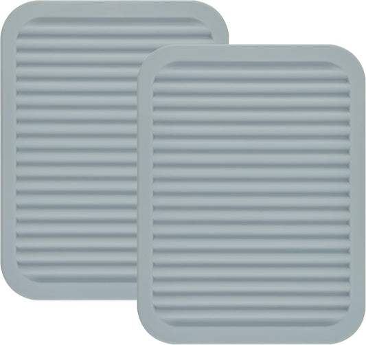 Smithcraft Silicone Trivets Mats for Hot Dishes and Hot Pots, Hot Pads for Countertops, Tables, Pot Holders, Spoon Rest Small Drying Mats Set of 2 Many Colors for Your Choose (Light Grey)
