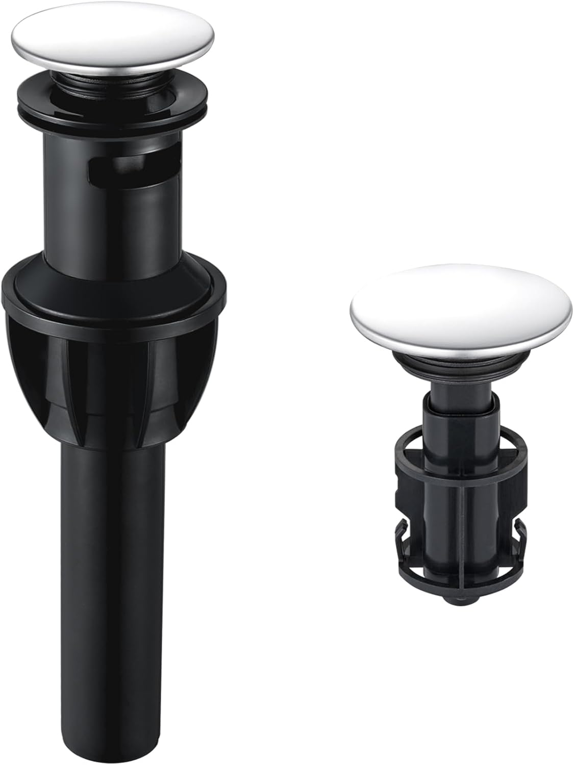 Bathroom Sink Drain, Pop Up Drain Stopper with Overflow, Lavatory Vanity Vessel Sink Drain Assembly, Chrome