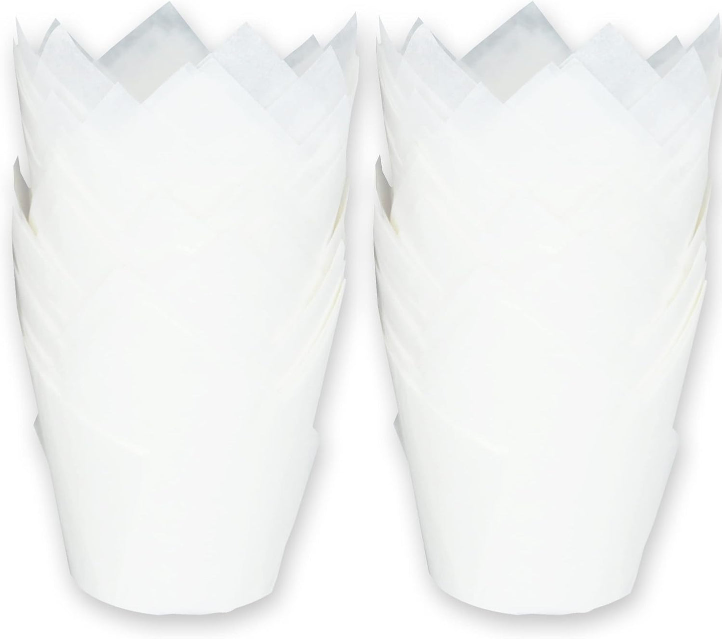Large size White Tulip Baking Cups 2-1/4"(Base diameter) x 4"(Wall height) Greaseproof paper baking cupcake Muffin liners, Case of 130 pcs