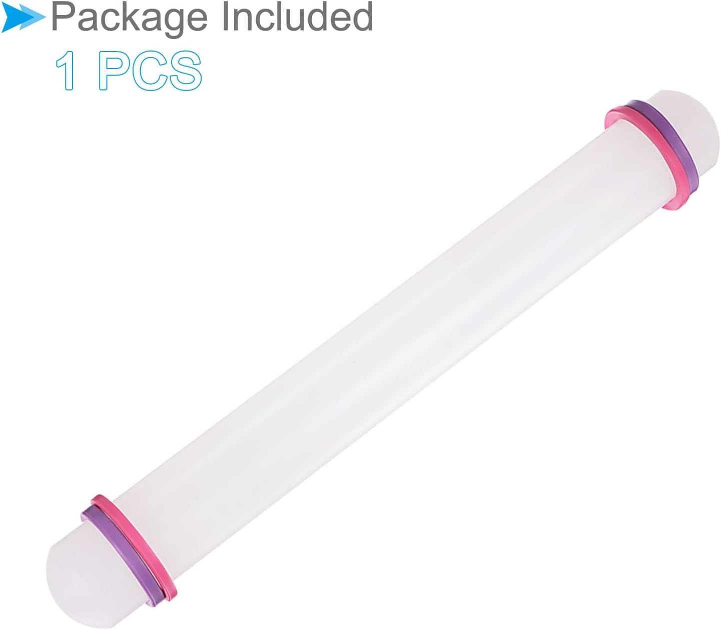 Fondant Rolling Pin, 12" Length, PP Plastic Non-Stick Guide Rings Fondant Roller Dough Roller - (Applications: for Clay Baking Fondant DIY)