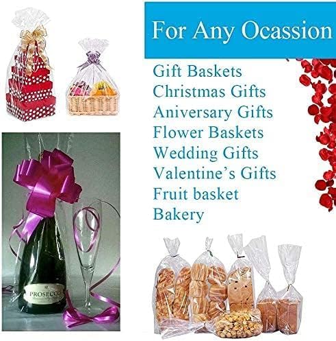 JOYIT 50' Long X 17.5” Wide Clear Cellophane Wrap Roll - 3 Mil Thicker Cellophane Roll, Clear Bags for Gifts Baskets Wrap, Flower Arts Crafts Food Treats Wrapping