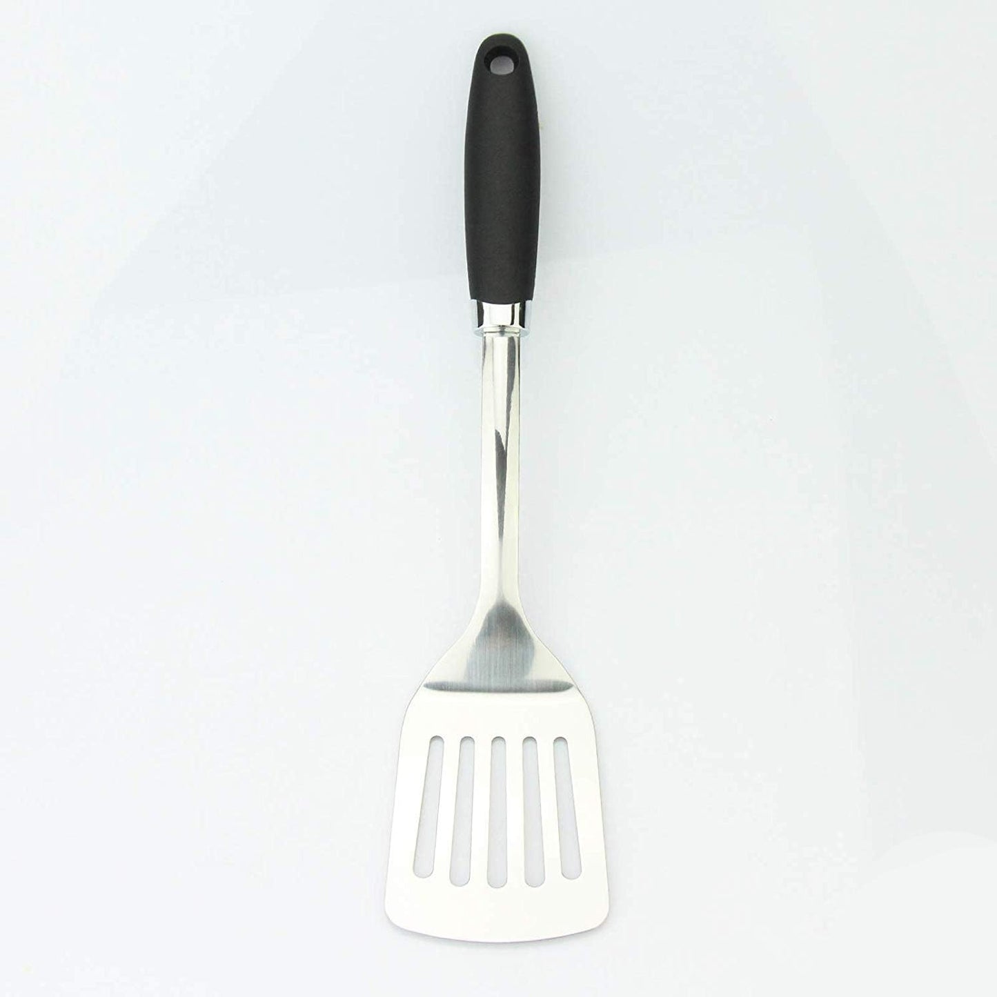 Brushed Slotted Stainless Steel Turner, Non-Slip Spatula with Ergonomic Handle
