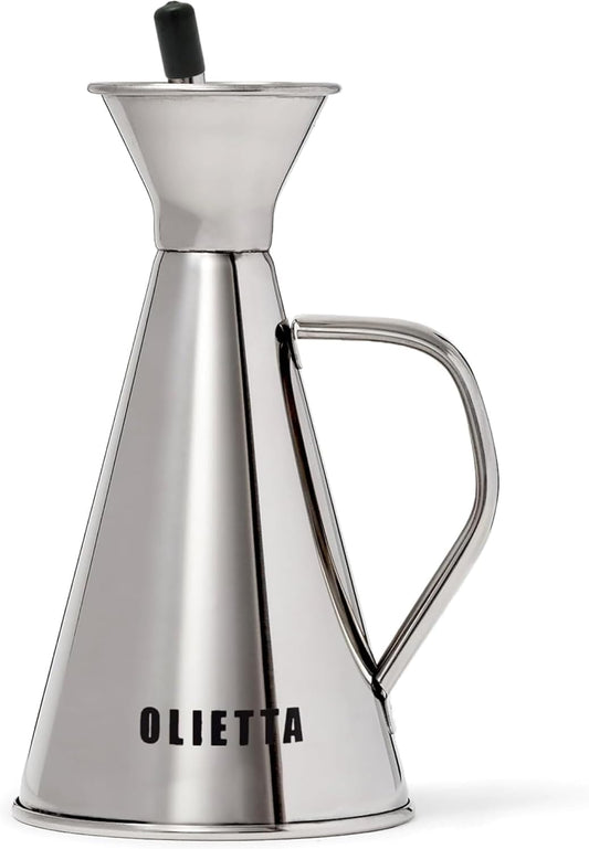 Olive Oil Dispenser Bottle Stainless Steel Non Drip Leak Proof No Mess Vinegar Pourer & Kitchen Drizzler 8.5 oz 250ML 0.25 Litre Great for Pouring & Drizzling Easy to Clean & Leakproof