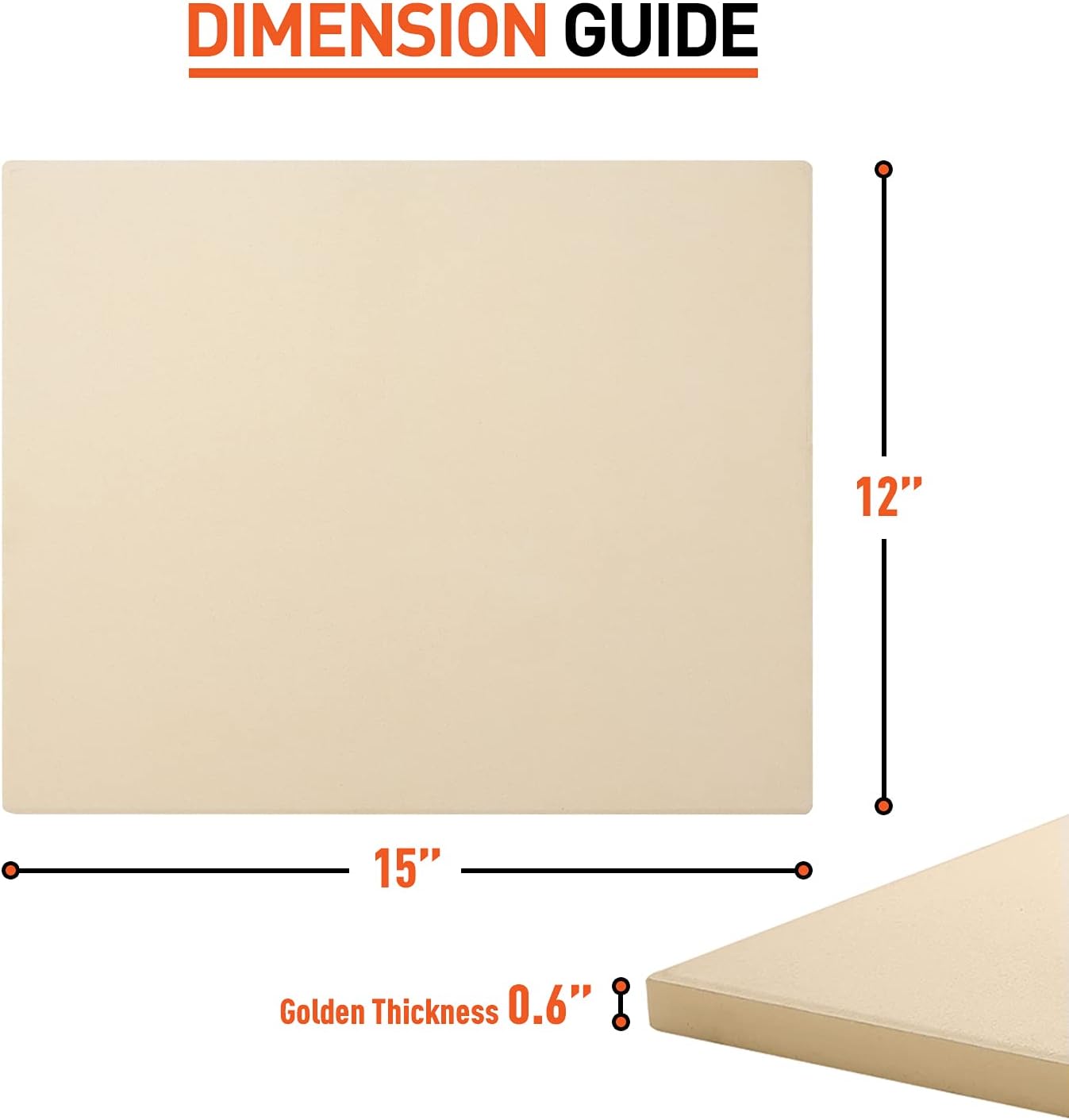 Pizza Stone for Oven and Grill 15 x 12 Inch, Rectangular Baking Stone for Bread, Heavy Duty Ceramic Pizza Pan, Thermal Shock Resistant Safe for Bread, Pies and More